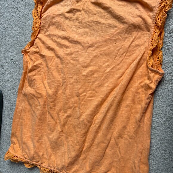 orange Boden tee, nearly sleeveless with lace trim 12 - Picture 4 of 4